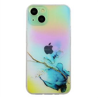 För iPhone 14 s laserprägling marmormönster Snyggt telefonskal Flexibelt TPU-skyddsfodral
