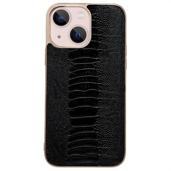 För iPhone 14  Crocodile Texture Telefonskal Äkta Läder+PC+TPU Halkfritt fallskydd Telefonskydd
