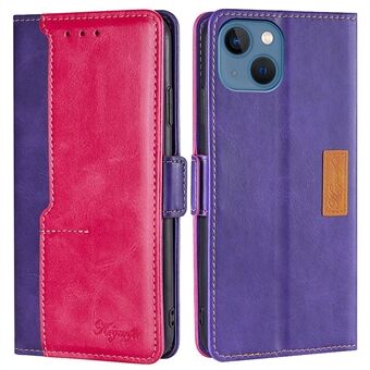 För iPhone 14  Kontrastfärg Stand Telefonfodral Plånboksstil PU Läder Magnetisk Flip Cover