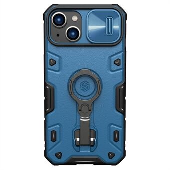 NILLKIN CamShield Armor Pro PC + TPU-fodral för iPhone 14, Slide Lens Protection Tire Texture Kickstand Phone Cover