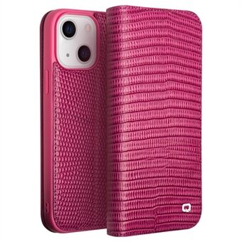 QIALINO för iPhone 14 äkta läder Fullt skydd Telefonskydd Krokodil Texture Skyddsfodral med Stand