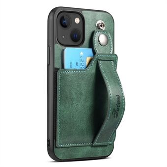 SUTENI H12-serien för iPhone 14 telefonfodral Infällbart armband Kickstand Korthållare Läderbelagd PC + TPU-skyddande telefonfodral