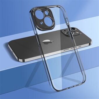 För iPhone 14 Scratch hård PC-baksida Kameraskyddsram Kristallklart telefonskal
