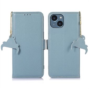 Äkta läderfodral för iPhone 14, telefonfodral med magnetstängning mot fall RFID-blockerande plånbok Telefonfodral med Stand