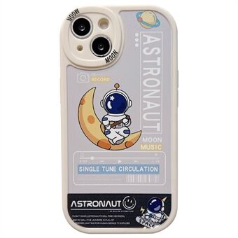 För iPhone 14 Letter Astronaut Pattern Telefonfodral Exakt utskärningslinsskydd Flexibelt TPU-fodral