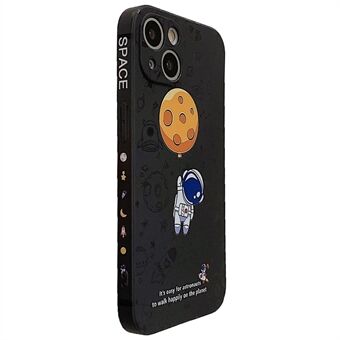 För iPhone 14 Precise Cutout Telefonfodral Moon Astronaut Pattern Anti-drop flexibelt TPU-fodral
