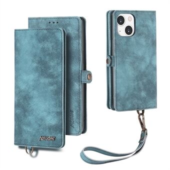 MEGSHI 021-serien för iPhone 14 Avtagbar magnetisk plånbok Fullt skyddsskal Läderfodral för Stand