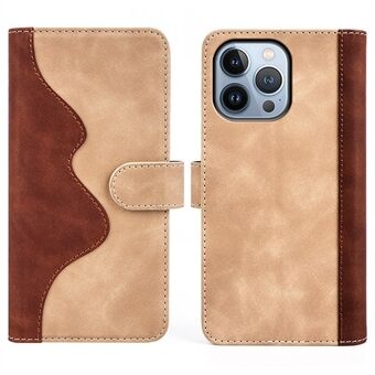 För iPhone 14 Pro  Skarvningsdesign Stand Fallbeständigt plånboksställ i PU-läder Telefonskal