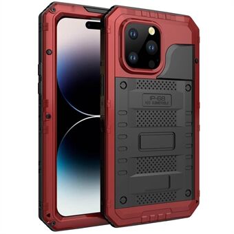 För iPhone 14 Pro IP68 Vattentätt, droppsäkert skal Metall + Silikon Stötsäkert telefon förseglat fodral