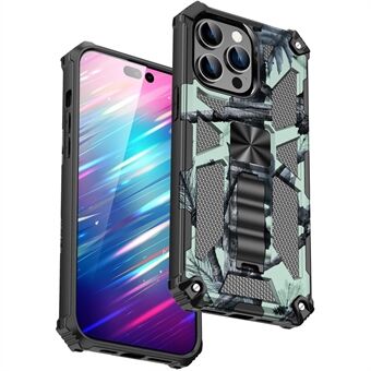 För iPhone 14 Pro  Anti-drop Military Grade Camouflage Kickstand Telefonfodral PC + TPU Scratch mobiltelefonskal