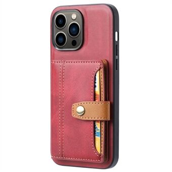 För iPhone 14 Pro  PU-läderbelagd TPU-fodral Kortplatshållare Kickstand Magnetiskt telefonskydd