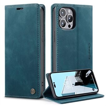 CASEME 013-serien för iPhone 14 Pro 6,1 tum Anti-fall PU-läder plånboksfodral Magnetiskt autoabsorberat Stand Anti- Scratch telefonskydd
