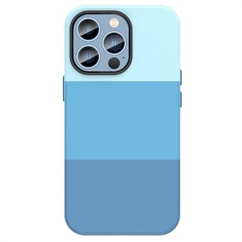 För iPhone 14 Pro  Trefärgad skarvningsläderbelagd PC-telefonfodral Anti-fall Stötsäkert bakstycke