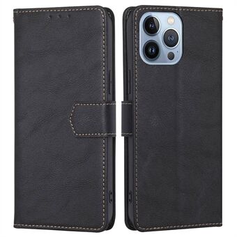 För iPhone 14 Pro  Full Skydd Telefonfodral Stativ Stand Textur RFID-blockerande magnetisk stängning PU-läder Anti-slitage plånboksfodral