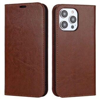 För iPhone 14 Pro  Foliofodral för plånbok i äkta läder Crazy Horse Texture Magnetic Absorption Stand Cover