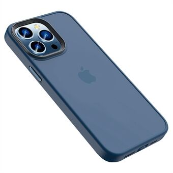 För iPhone 14 Pro Matte Telefonfodral Metallknapp Skin-touch Hård PC Mjuk TPU Airbag Stötsäkert skyddsöverdrag