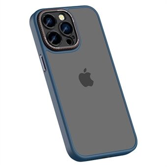 För iPhone 14 Pro Matt Hård PC Mjuk TPU Hybridfodral Metall Kameralins Skyddande telefonskydd med hudkontakt