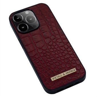 VIETAO för iPhone 14 Pro PU Läder+PC+TPU Stötsäkert telefonskal Business Style Crocodile Texture Telefonskal