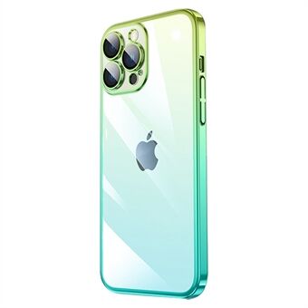 För iPhone 14 Pro Gradient Color Hårt PC-fodral Dammtätt galvaniserat bakstycke - Gradient Cyan Green