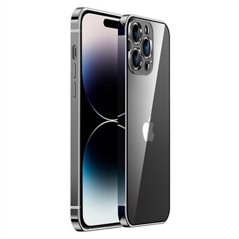 IM-CHEN Transparent PC Back Slim Phone Case för iPhone 14 Pro, Rostfri Steel Anti-dropp skyddsfodral