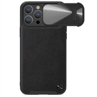 NILLKIN för iPhone 14 Pro PU-läderbelagd PC + TPU-fodral Skjutkameraskydd Anti- Scratch telefonskal