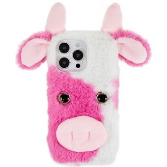 För iPhone 14 Pro Söt Milk Cow Ear Vinter Furry Mjukt TPU-fodral Vintertelefon Skyddsskal