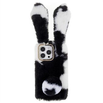 För iPhone 14 Pro Stötsäker Handgjord Fluffy Furry Bunny TPU Shell Cute Rabbit Skyddsfodral
