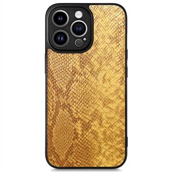 För iPhone 14 Pro Precise Cutout Slim Phone Case Snake Texture PU-läderbelagd TPU-baksida