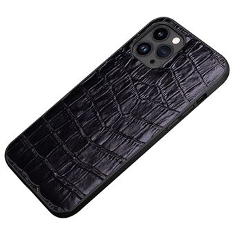 Anti-fall telefonfodral för iPhone 14 Pro Gummibelagt TPU telefonfodral Äkta läder Krokodilstruktur Stötsäkert skal