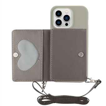 PU-läderplånbok TPU-fodral för iPhone 14 Pro, Kickstand Anti- Scratch telefonskydd med axelrem