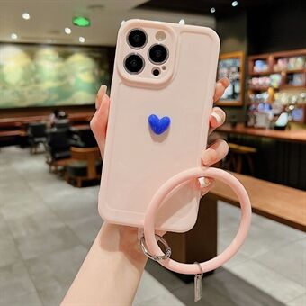 För iPhone 14 Pro 3D Love Heart Kameraskydd Telefonfodral Mjuk TPU Anti-Fingerprint Back Shell med Ring
