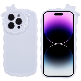 För iPhone 14 Pro TPU-telefonfodral med 3D Cartoon Monster Design Solid vitt skyddande telefonfodral