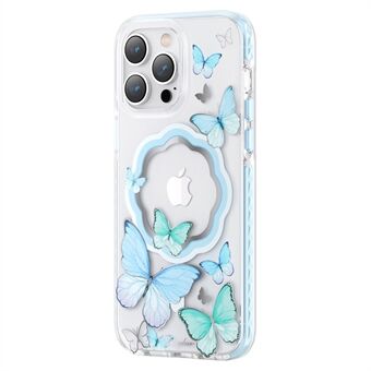 KINGXBAR Butterfly Series Magnetic Phone Case för iPhone 14 Pro Kompatibel med MagSafe, PET+TPU Stötsäkert skydd IML Cover