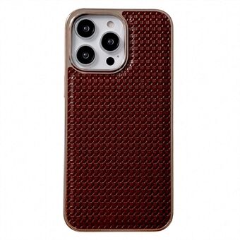 För iPhone 14 Pro mobiltelefonskal, ryggskydd Nanogalvanisering Texturerad äkta läderbelagd TPU-telefonfodral Skyddsfodral