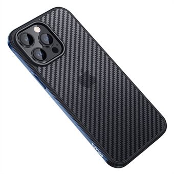 SULADA Luxury Series för iPhone 14 Pro Carbon Fiber Texture Skyddsfodral TPU Drop-proof telefonfodral med metallram