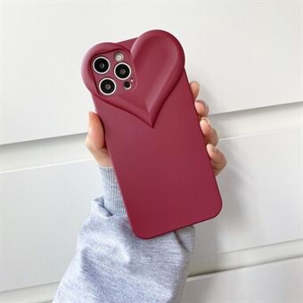 För iPhone 14 Pro Creative Hjärtformat telefonfodral Enfärgad Gummerad TPU-kameraskydd bak skal