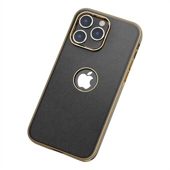 För iPhone 14 Pro Stötsäkert telefonfodral, metallknapp PU-läderbelagd TPU-fodral med logotyphål