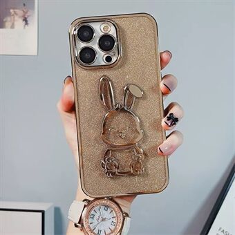För iPhone 14 Pro Cute Rabbit Elektropleringstelefonfodral Glitter Soft TPU Helt kameralinsskydd