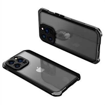 ELEMENT LÅDA för iPhone 14 Pro Fallskydd 3-delad design mobilskal metall + härdat glas Mobiltelefon bakfodral skal