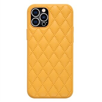 Bakfodral för iPhone 14 Pro, Rhombus Texture PU Läder+TPU Telefonskydd Drop Protection Shell