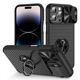 Ring Kickstand telefonskydd för iPhone 14 Pro PC+TPU-fodral med skjutlinsskydd