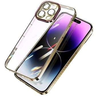 För iPhone 14 Pro Hard PC-telefonfodral Galvanisering Kristallklart telefonskal med kameralinsskydd