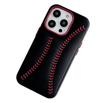 Telefonfodral för iPhone 14 Pro Scratch baseballtexturbroderi PU-läderbelagt PC-fodral