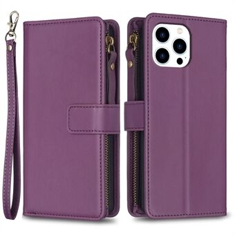 BF Style-19 för iPhone 14 Pro Zipper Pocket PU Läder + TPU Telefonfodral Stand Plånboksfodral
