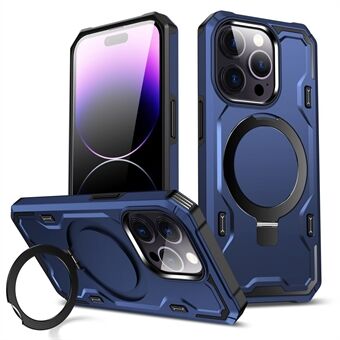 För iPhone 14 Pro TPU + PC Hybrid telefonfodral Invisible Ring Kickstand Magnetisk skal kompatibel med Magsafe