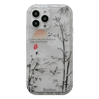 För iPhone 14 Pro Anti-drop TPU skal Bambu Forest Ink Painting Transparent telefonfodral
