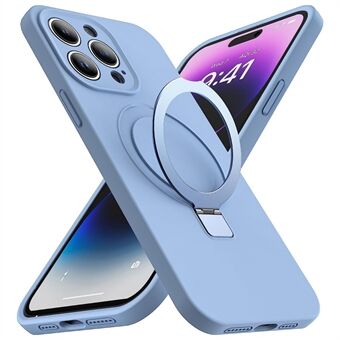 För iPhone 14 Pro Stötsäker flytande silikon magnetiskt telefonfodral Kickstand Skyddsfodral