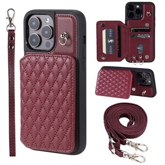 Style 008 för iPhone 14 Pro RFID-blockerande korthållare Kickstand-fodral Läder+TPU-telefonskal