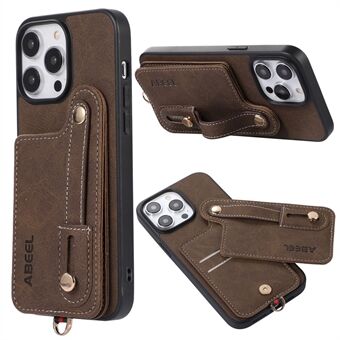 ABEEL Style 03 för iPhone 14 Pro PU+TPU+PC Skyddsfodral Korthållare Kickstand Telefonfodral