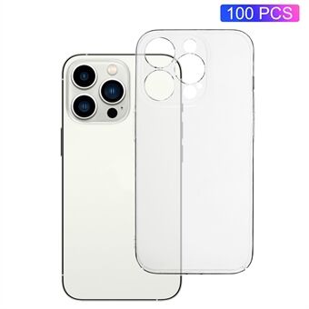 100 st för iPhone 14 Pro Stötsäkert mobiltelefonskal Slim-Fit PC Hårt telefonfodral HD Transparent Shell